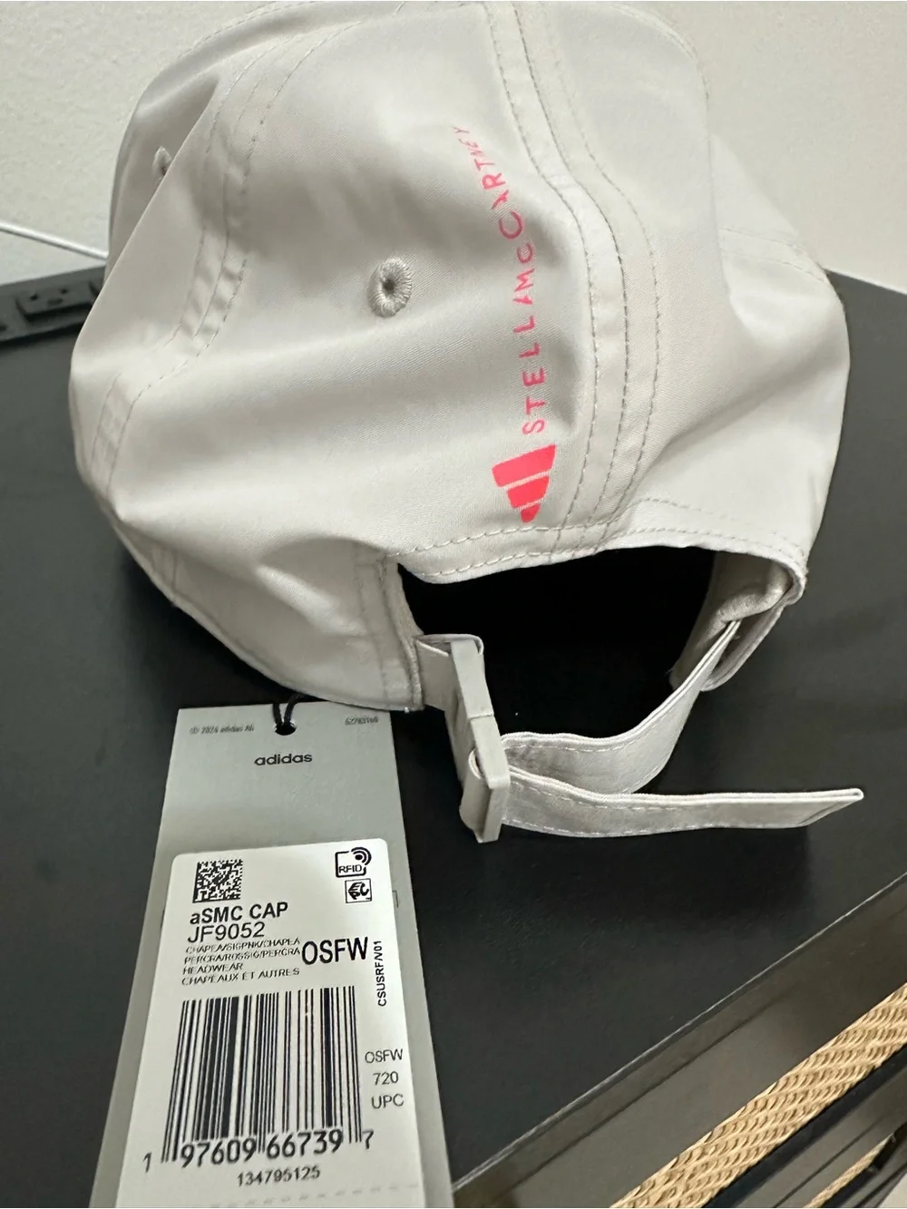 Adidas by Stella McCartney Kids Pale Gray Baseball Cap with Pink Logo